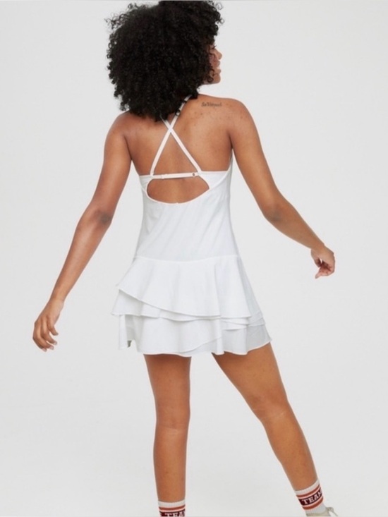 aerie Dresses & Skirts - Aerie Offline Maggie Ruffle Tennis Dress Romper Shorts White Floral Size M Med
